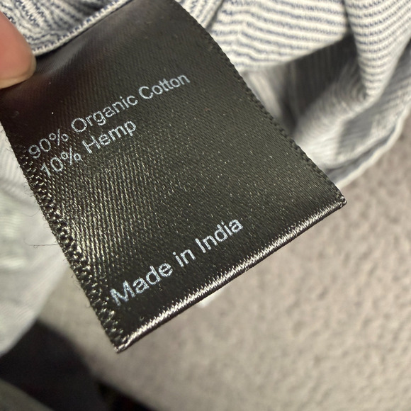 Flint and Tinder Shirt Mens M Blue White Striped Organic Cotton Hemp Blend Work - Picture 5 of 10